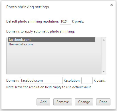 photo shrinking settings