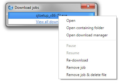 small download window menu