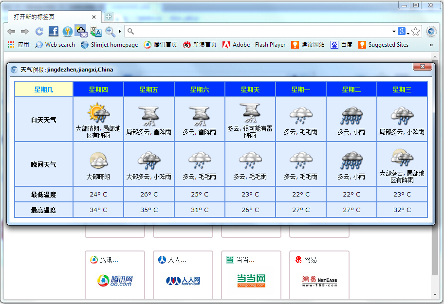 weather forecast screenshot